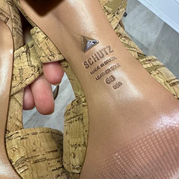 Schutz Gwen Ankle Strap Sandals Cork Neutral Size 6 - Picture 8 of 8